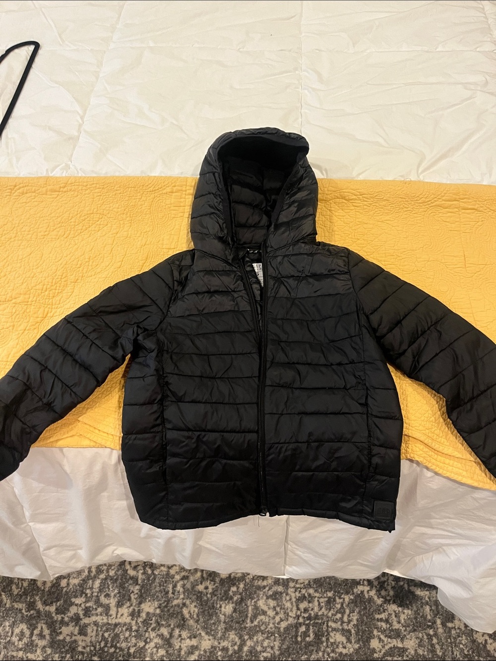 GAP Black Hooded Quilted Puffer Jacket